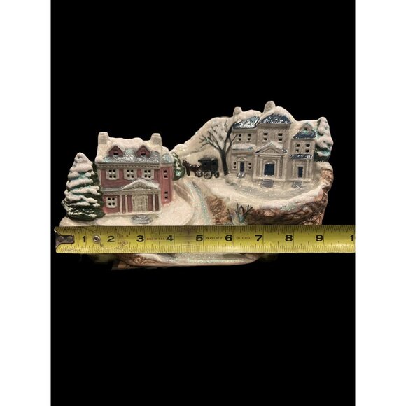 Vintage Glittery Winter Ceramic Bisque Carriage Houses‎ Marked Howell Ceramics - Picture 6 of 12